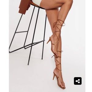 PrettyLittleThing Lace Up Heeled Sandals